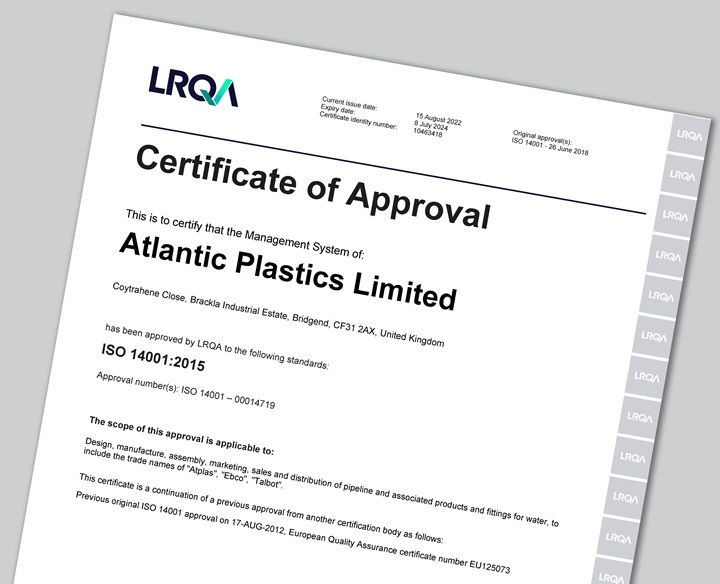 Atplas ISO 1400:2015 Certificate
